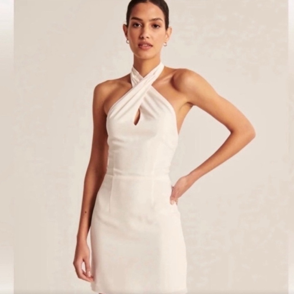 Abercrombie & Fitch White Cross-Neck Backless Mini Dress